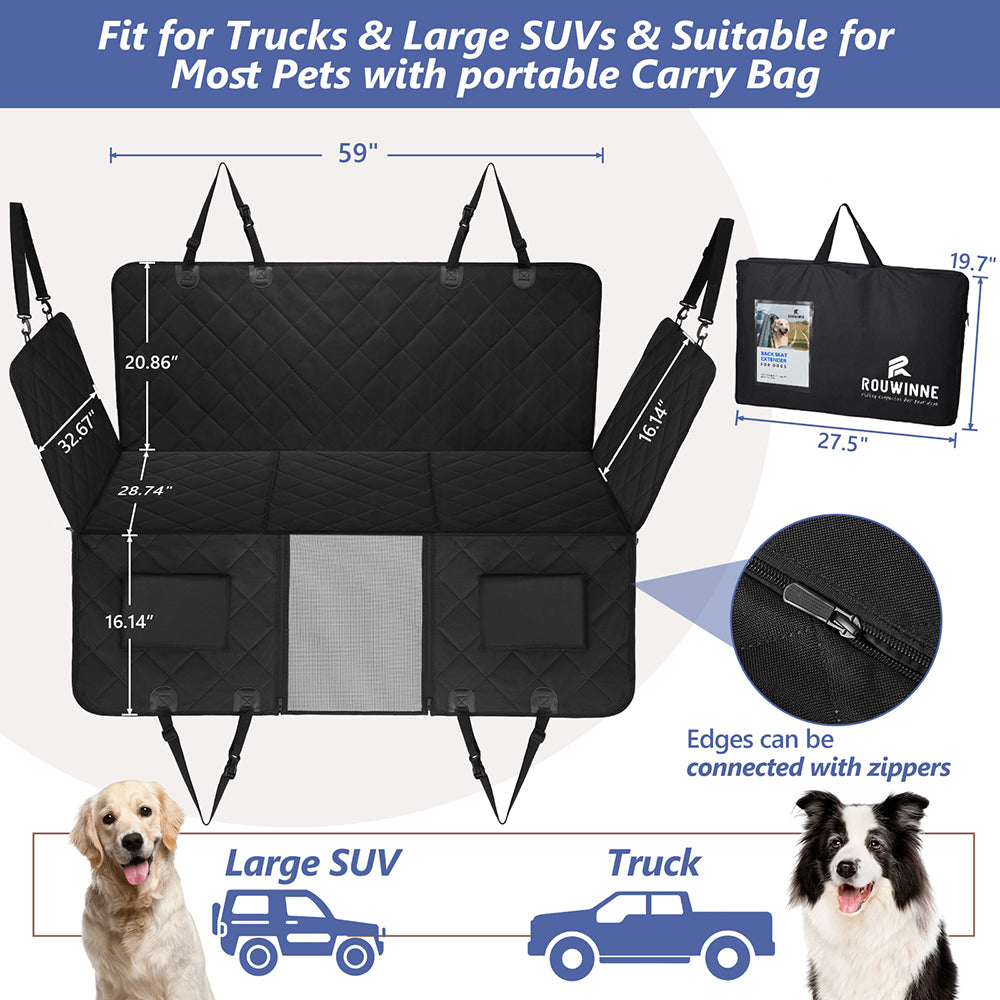 Back Seat Extender for Dogs in Large-SUV, Full Size Truck
