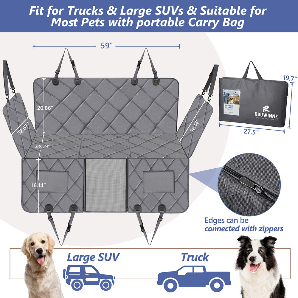 Back Seat Extender for Dogs in Large-SUV, Full Size Truck