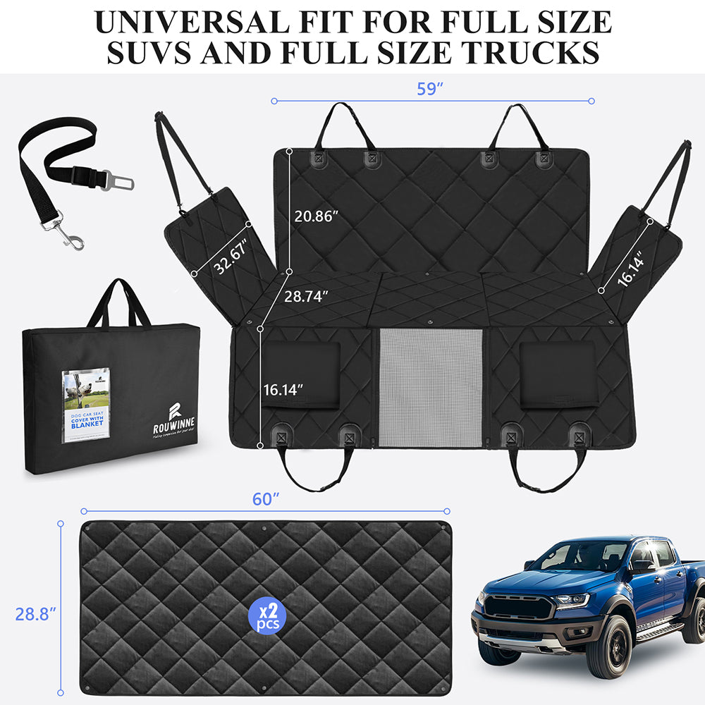 Back Seat Extender for Dogs With Blankets in Car, SUV, Truck