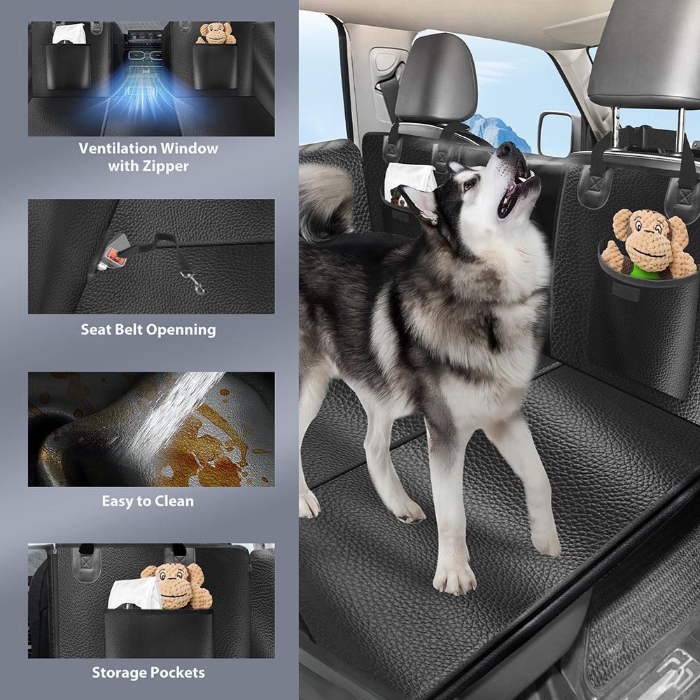 Faux Leather Back Seat Extender for Dogs in Car, SUV, Truck