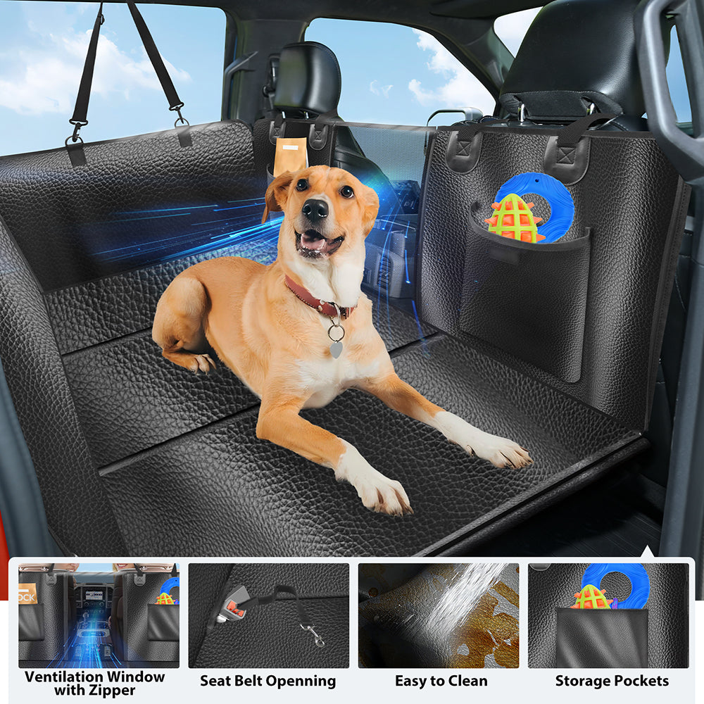 Faux Leather Back Seat Extender for Dogs in Car, SUV, Truck