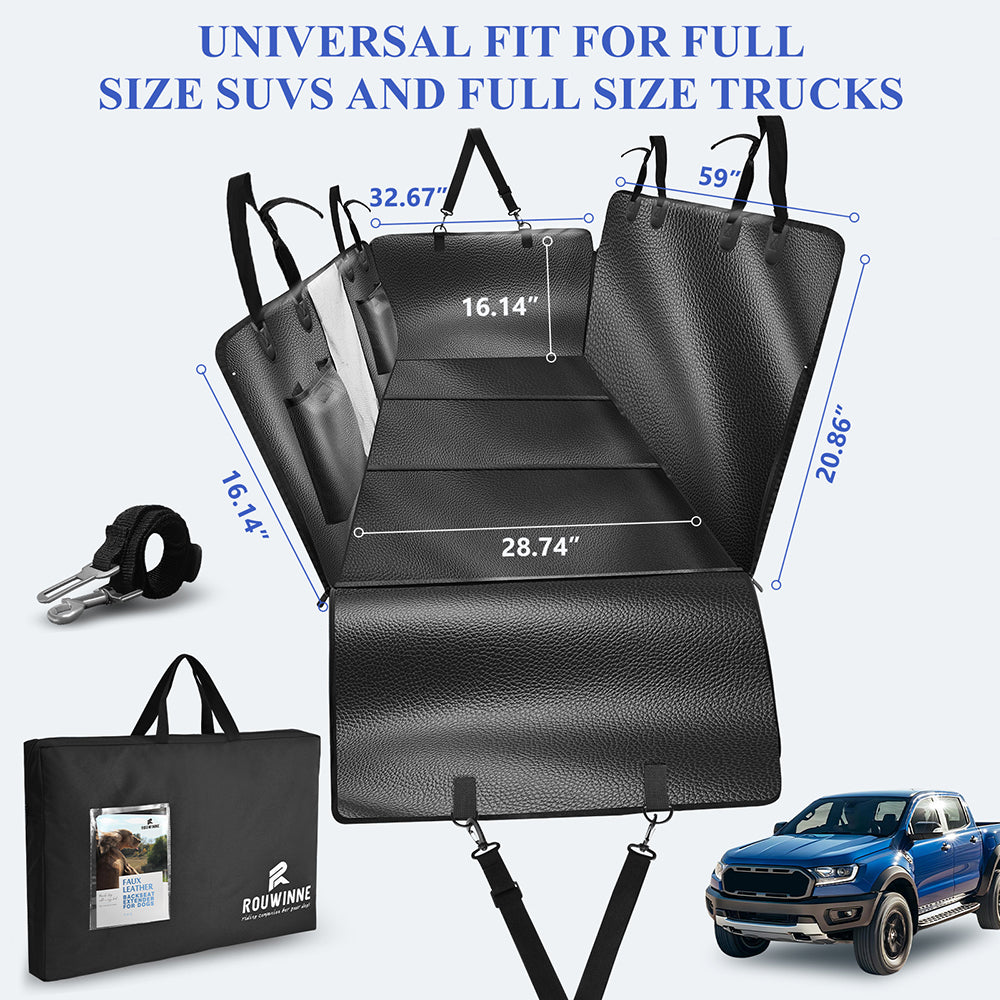 Faux Leather Back Seat Extender for Dogs in Car, SUV, Truck